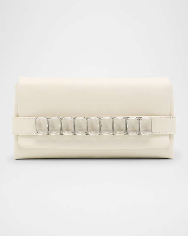 Kya Crystal-Embellished Leather Clutch Bag